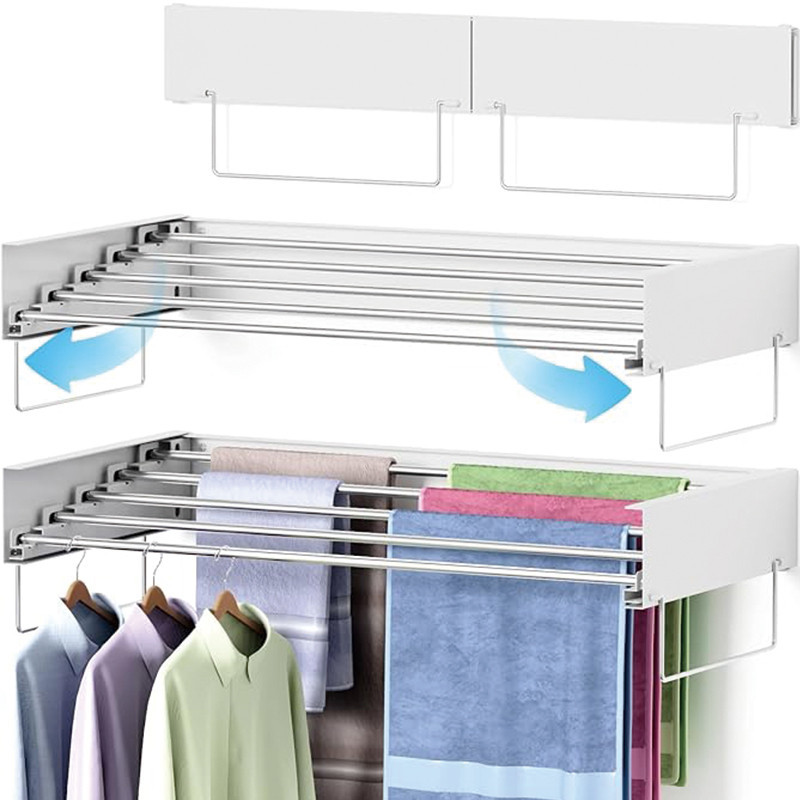 Space-Saving Wall Mounted Folding Clothes Rack
